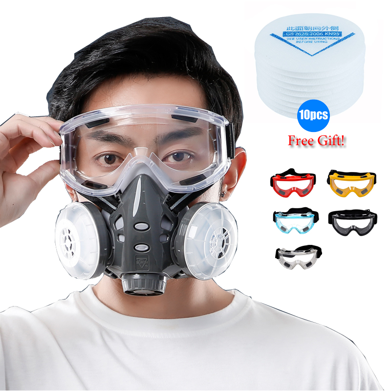 Kn95 Respirator Mask - Masker debu setengah wajah kacamata keselamatan
