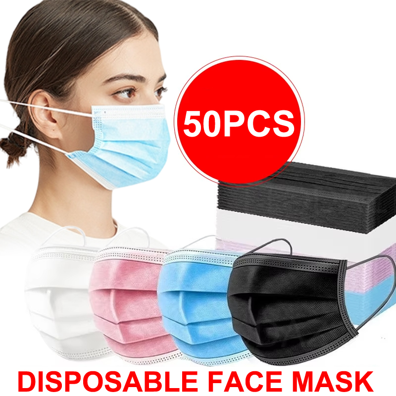 Disposable Mask Blue - 50 Buah Masker 3 Lapis Masker