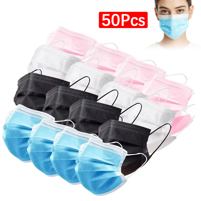 Disposable Mask Blue - 50 Buah Masker Wajah 3 Lapis