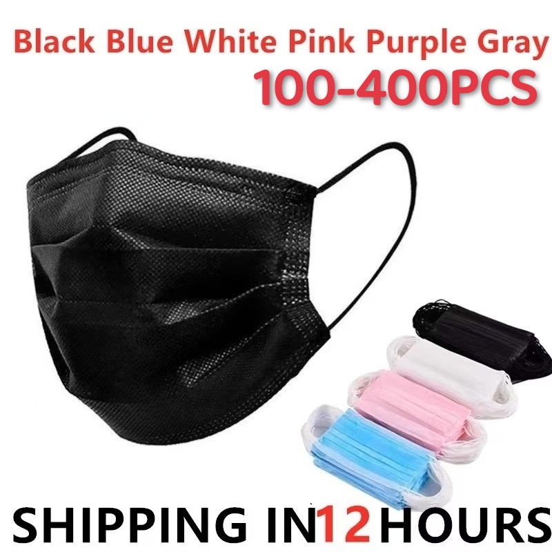 100-400pcs Masker Hitam Sekali - Disposable Surgical Mask ulasan dan harga